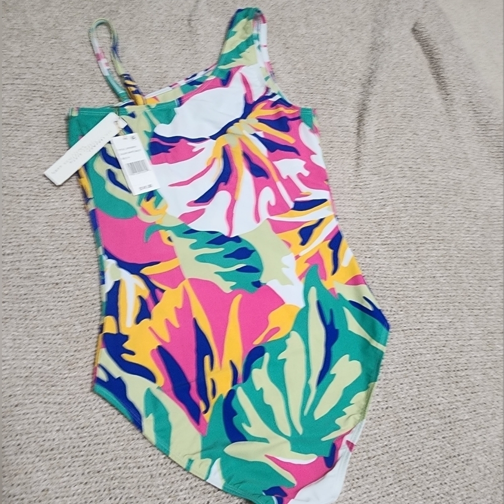 NWT Beyond Control Colorful One Shoulder One Piece Swimsuit Size 14 - Picture 9 of 10